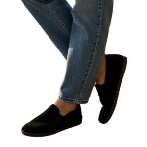 Lucky Brand Carthy Black Suede Cutouts Loafers Smoking Shoes Size 7.5